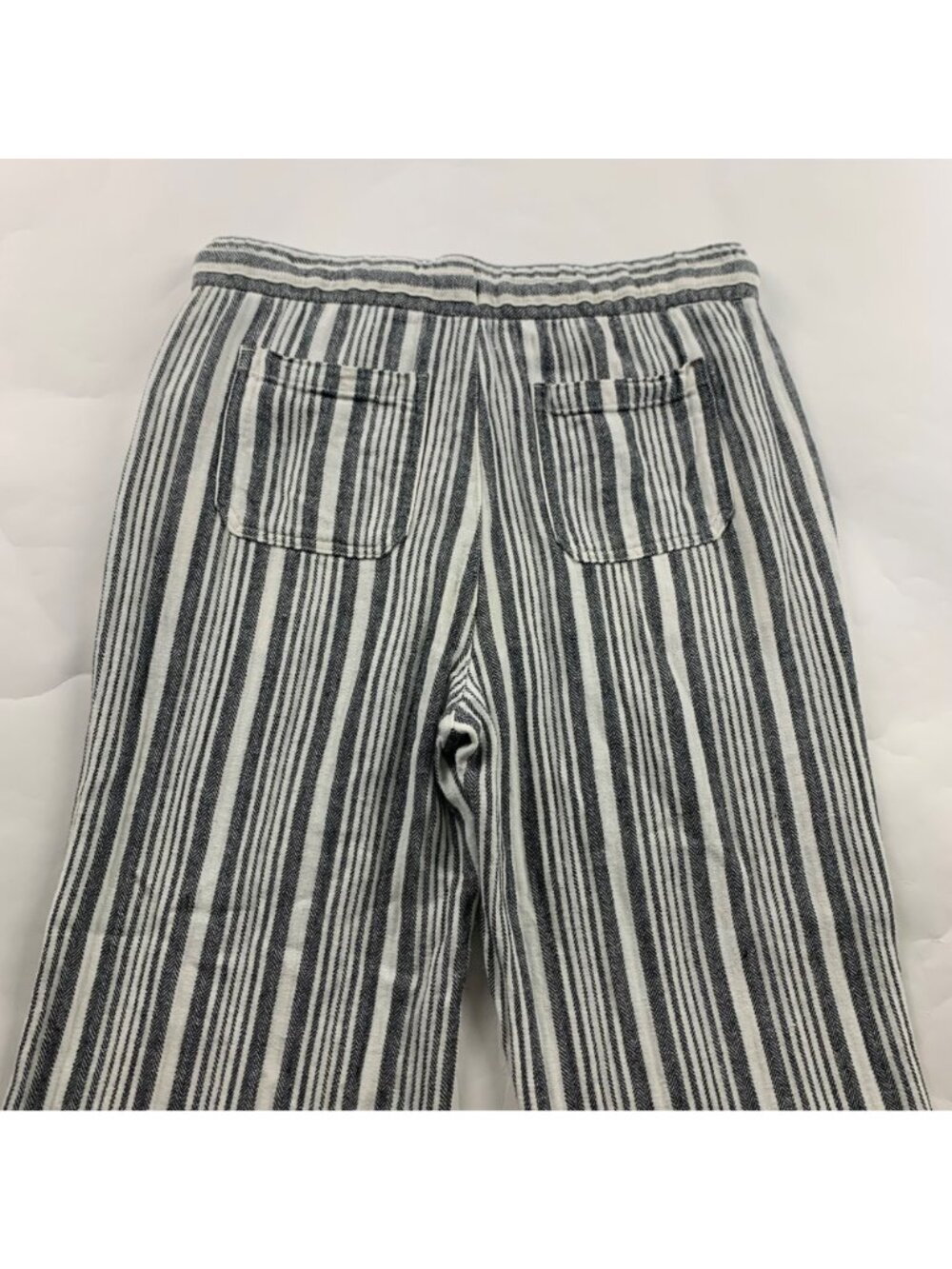Old Navy Black Natural Stripe Linen Blend Wide Leg Lounge Pant S - Picture 6 of 6